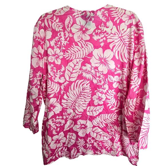 Lauren Ralph Lauren Women Floral Tunic Coastal Resort Tropical Travel Beach Sz L - Picture 8 of 8
